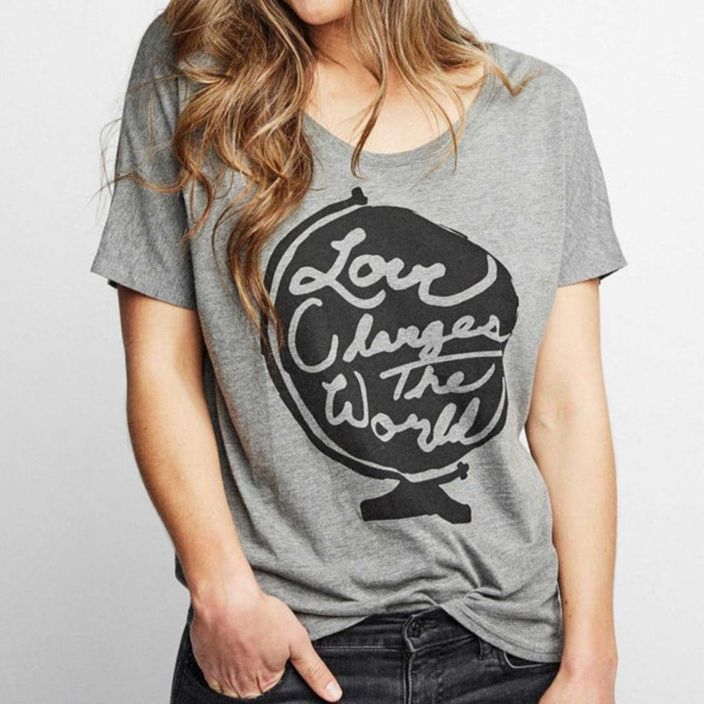 Dark Gray Love Changes the World Top